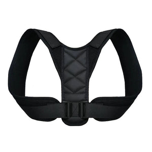 Black Adjustable upper back support strap for shoulder alignment and daily posture comfort on a white background with text 'Normal thin style'.