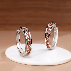 women's CZ hoop earrings princess square cubic zirconia elegant geometric hoops
