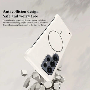 Phone case with anti-collision design feature on a gray background
