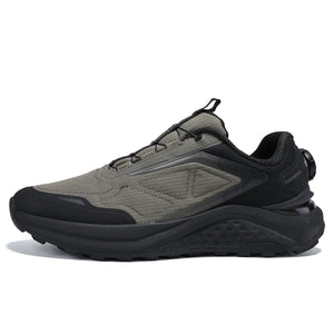 Gray and black athletic shoe with 'baasploa' branding on a white background