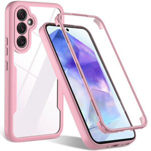 Pink 360 Full Cover Shockproof Samsung Galaxy Case Clear TPU PC Protective Cover A55 A35 A54 A53