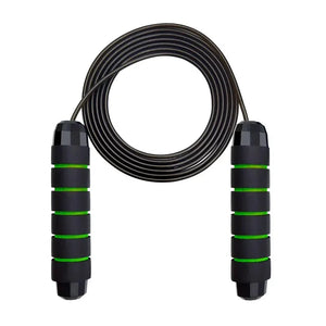 Black and green jump rope on a white background