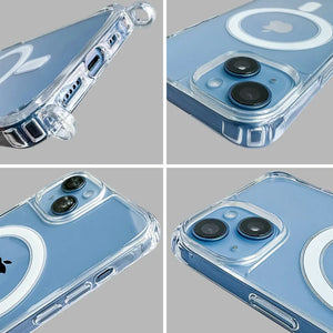 Clear iphone case on a gray background