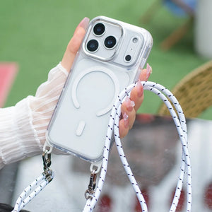 Magnetic Crossbody Clear iPhone 17 16 16 15 14 13 12 11 Pro Max Plus Case with Lanyard Strap Shockproof Cover