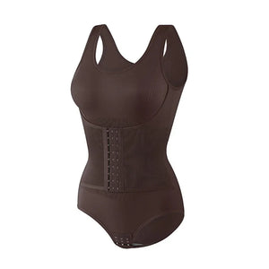 Brown women tummy control bodysuit shapewear on a white background