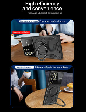 Magnetic Ring Armor Case for Samsung Galaxy S20–S25 Ultra
