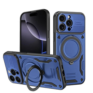 Solid Armor Magnetic Ring iPhone 14 15 16 17 Pro Max Case Heavy Duty Shockproof Cover