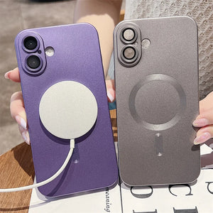 Purple and gray phone cases with magnetic pop sockets held by a person.