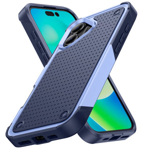 Shockproof Military Armor iPhone Case Hard PC TPU Matte Protective Cover blue accents on a white background