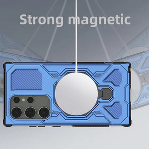magnetic anti-drop case for Samsung Galaxy S25–S26 & A Series. Wireless charging support with holder stand