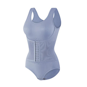 Light blue women tummy control bodysuit shapewear on a white background
