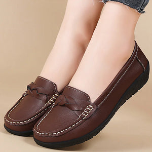Soft leather women loafer flats slip on casual shoes