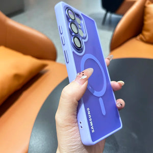 Magnetic matte translucent Samsung Galaxy case with camera lens protection and shockproof bumper