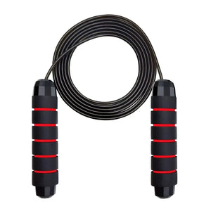 Black and red jump rope on a white background