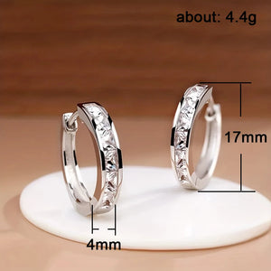 women's CZ hoop earrings princess square cubic zirconia elegant geometric hoops