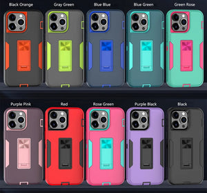 Heavy Duty Shockproof iPhone Case with Kickstand Matte Shield Cover