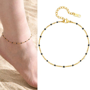 Gold plated stainless steel heart anklet bracelet for women delicate adjustable foot jewelry