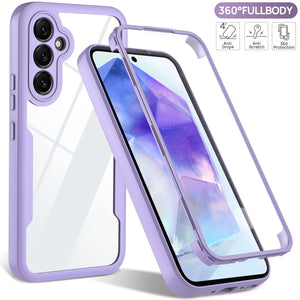 Purple 360 Full Cover Shockproof Samsung Galaxy Case Clear TPU PC Protective Cover A55 A35 A54 A53