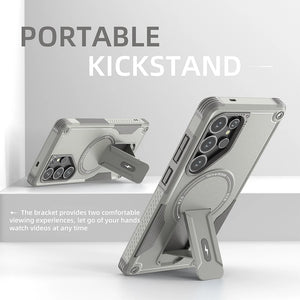 Magnetic Fold Stand Armor Case for Samsung Galaxy S24 S25 S26 & A Series.