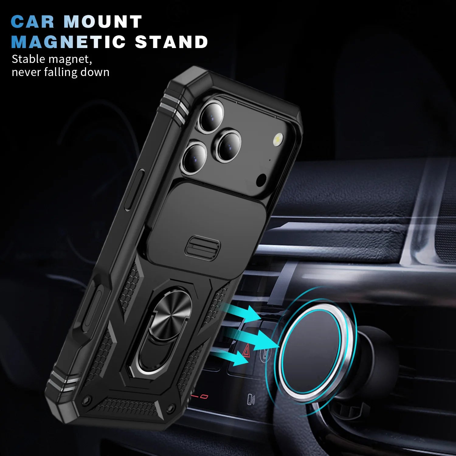 Military Armor Case with 360° Rotate Kickstand for iPhone 17 16 15 14 13 Pro Max