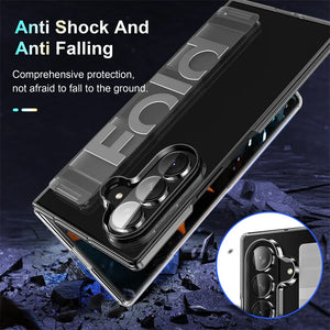 Matte Clear Shockproof Flip Case for Samsung Galaxy Z Fold Series features on a dark background.