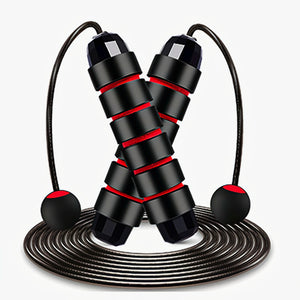 Black and red jump rope on a white background