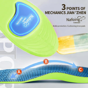 Shock absorbing shoe insoles with arch support for adults and children