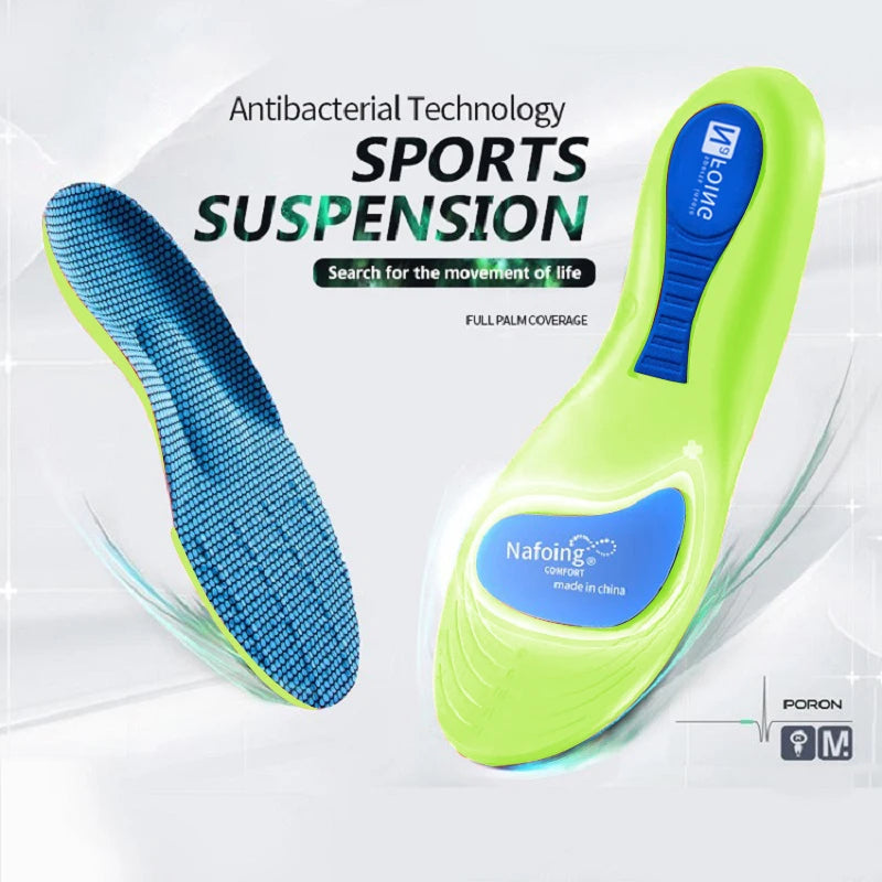 Shock absorbing shoe insoles with arch support for adults and children