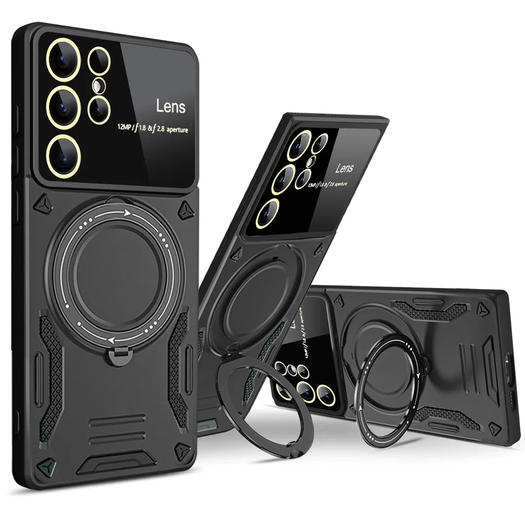 Magnetic Ring Armor Case for Samsung Galaxy S20–S25 Ultra