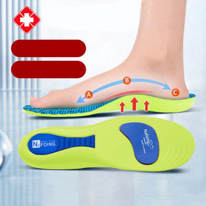 Shock absorbing shoe insoles with arch support for adults and children