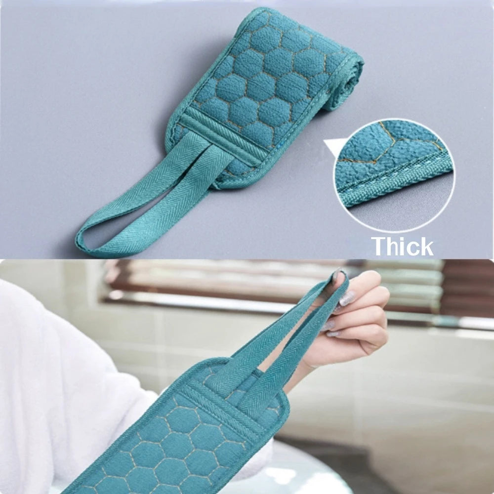 Teal textured strap with close-up and usage example on a neutral background