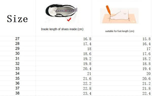 Shoe size chart with measurements for insole length and suitable foot length.