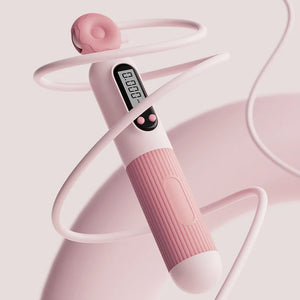 Pink digital jump rope on a light pink background
