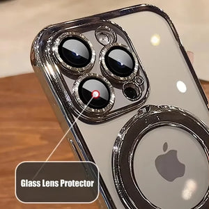 Glass lens protector on a Transparent Plating iPhone Case