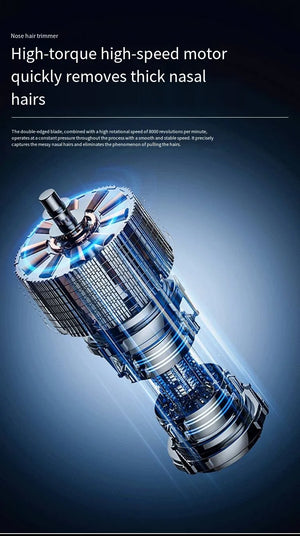 High-torque high-speed motor for nasal hair removal on a dark background