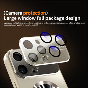 Titanium matte MagSafe iPhone case with frosted glass back and full camera lens protection