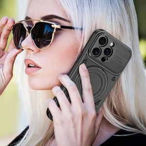 Solid Armor Magnetic Ring iPhone 14 15 16 17 Pro Max Case Heavy Duty Shockproof Cover