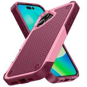 Pink and purple Shockproof Military Armor iPhone Case Hard PC TPU Matte Protective Cover on a white background