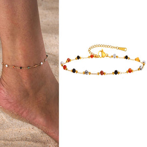 Gold plated stainless steel heart anklet bracelet for women delicate adjustable foot jewelry