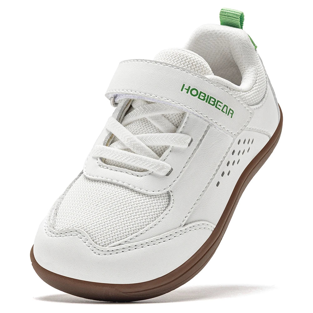 Kids' wide toe barefoot-style shoes with hook-and-loop closure and rubber outsole