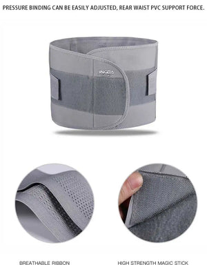 Gray pressure binding belt with text on a white background