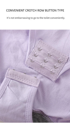 Close-up of a light purple garment with buttons on a white background