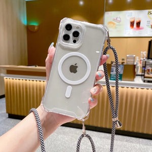 iPhone case with Apple logo held by a person in a casual setting