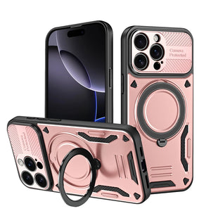Solid Armor Magnetic Ring iPhone 14 15 16 17 Pro Max Case Heavy Duty Shockproof Cover
