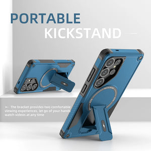 Magnetic Fold Stand Armor Case for Samsung Galaxy S24 S25 S26 & A Series.