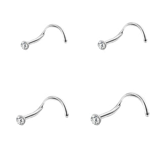 Gold & Silver Nose Stud Set – Heart Star Round L Shape Nostril Piercing 0.8x7mm
