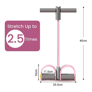 Pink and gray exercise device with measurement details on a white background
