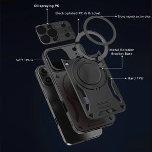 iPhone case with labeled components on a dark background