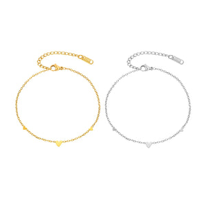 Gold plated stainless steel heart anklet bracelet for women delicate adjustable foot jewelry
