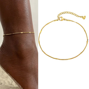 Gold plated stainless steel heart anklet bracelet for women delicate adjustable foot jewelry